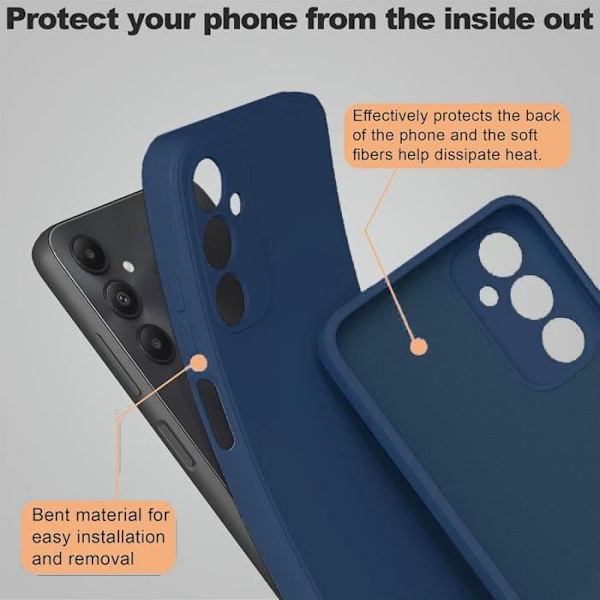 Silikonfodral för Samsung Galaxy A05s (ej för A05) - Slimmt skydd Stötsäkert Anti-Scratch Marinblå + 2 härdade glasögon