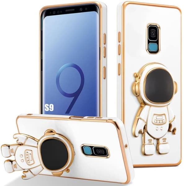 Siliconefodral - Samsung - Galaxy S9 - Anti-Rip - Justerbart Stöd - Astronaut Vit