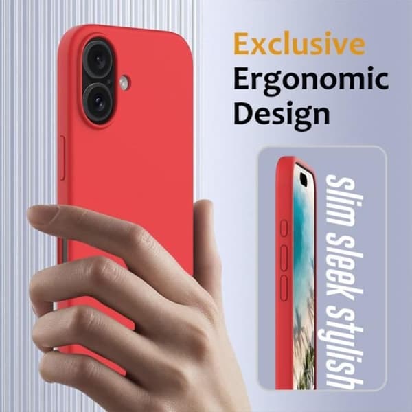 Skyddsskal - Silikon - för iPhone 16 - Mjuk - Slim - Röd Röd