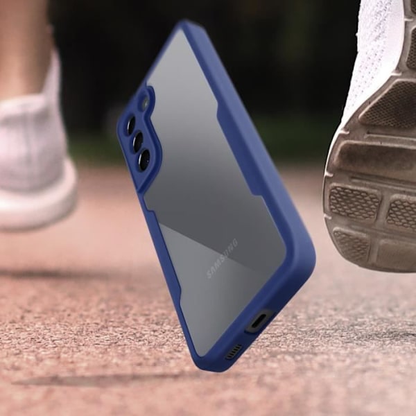 Samsung Galaxy S21 Plus Fodral Baksida Plexiglas Fram Polymer Stötsäker Blå Kontur Blå