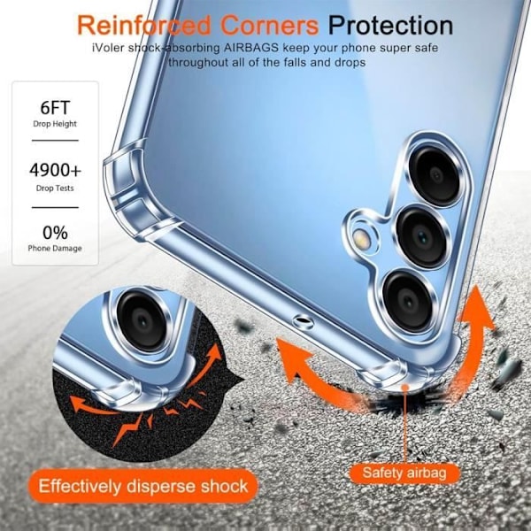 Skyddsfodral - AntiChoc - Samsung Galaxy S24 Plus - Transparent - Justerbar svart snodd - Mjuk Transparent, svart