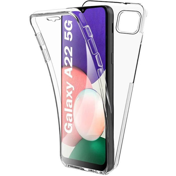 Fodral för Samsung Galaxy A22 5G, helt främre + bakre hårt skydd, 360 graders skydd Touch-fodralfodral