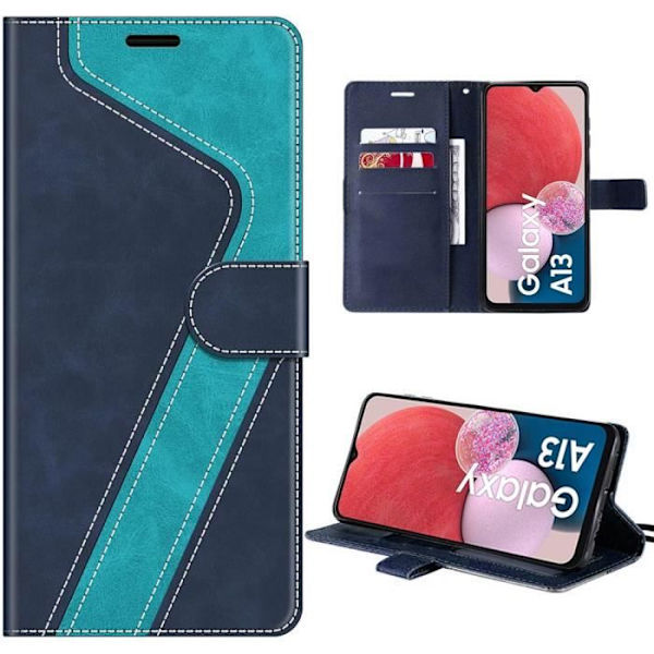 Skyddande skal - BOOLING - Galaxy A13/A13 5G/A04s - PU-läder - Mönster V - Tvåfärgad blå Blå