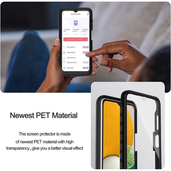 Helkroppsfodral för Samsung A13 5G, 360° Hybridskydd Silikon Anti-Scratch Svart Svart