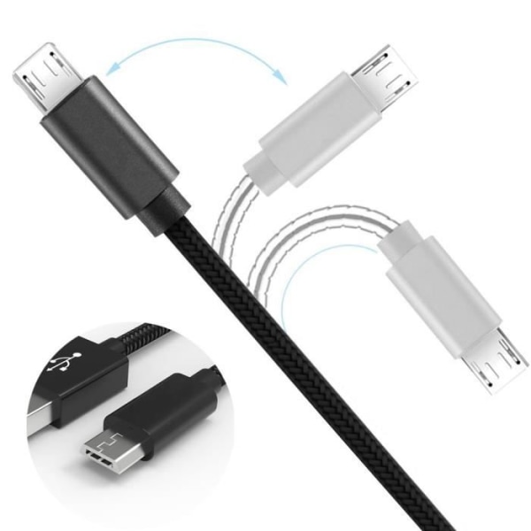 Micro USB-kabel, pakke med 3, 1M - sort nylon Svart