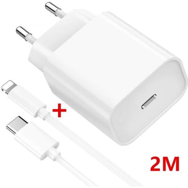 USB-C snabbladdare + 2 meter kabel för iPhone 14 Pro Max 14 Plus - Vit