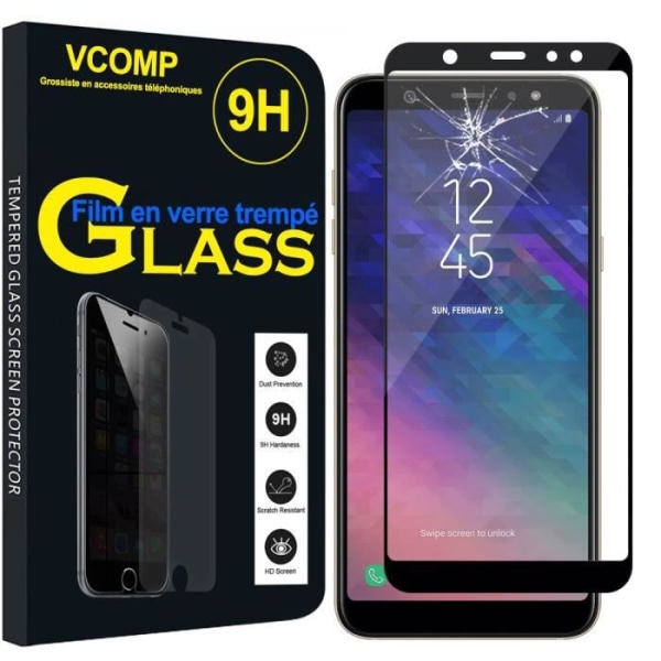 VCOMP - För Samsung Galaxy A6+- A6 Plus (2018) 6.0" - 1 färg skärmskydd i härdat glas - SVART