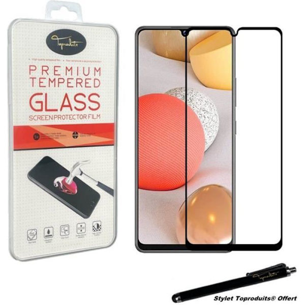 Härdat glas för Samsung Galaxy A02S Skyddsfilm med svarta kanter med Stylus Toproduits®