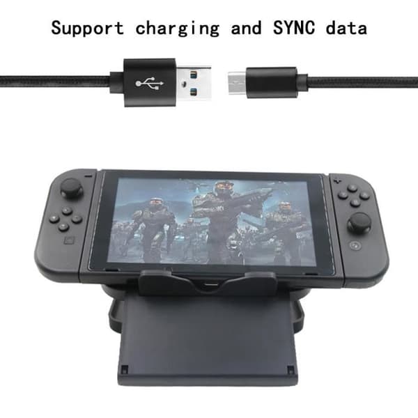 USB Type C-kabel - Nintendo - 1m - Laddning och Synkronisering - Flätad kabel - Svart