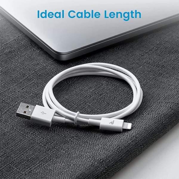 Set med 2 USB-laddarkablar 3m för iPhone SE 2020/ X/ XS/ XR/6/7/8/11/12 Pro Max Vit