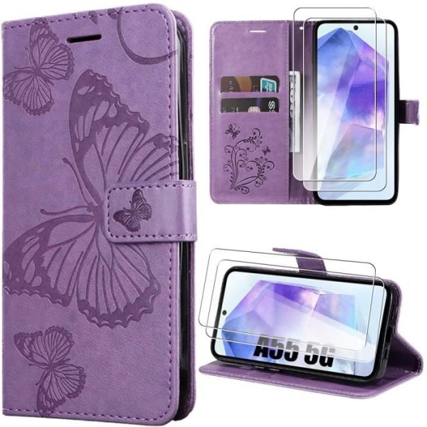 Skyddande skal - BOOLING - Samsung Galaxy A05s - Lila - Fjärilsmönster - Stötresistent Lila