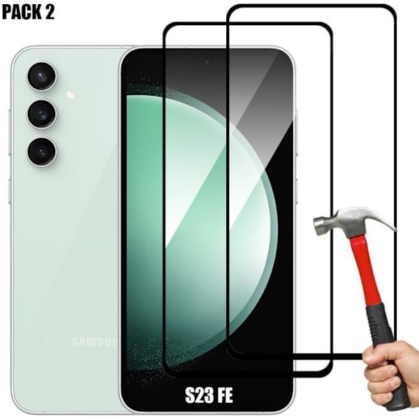 Helt härdat glas för Samsung Galaxy S23 FE - BOOLING - Set med 2 - 9H Skydd - Svart Transparent med svart kant