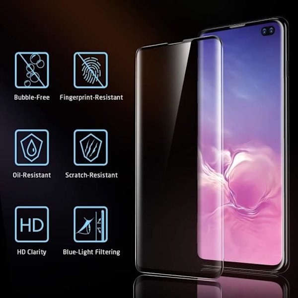 2st Samsung Galaxy S10 Plus härdat glas, 3D-skärmskydd [ej kompatibel med fingeravtrycksläsare]