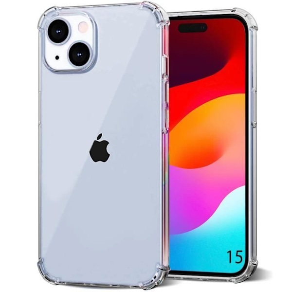 Skyddsskal - BOOLING - för iPhone 15 - Silikon - Transparent - Förstärkta stötabsorbenter Transparent