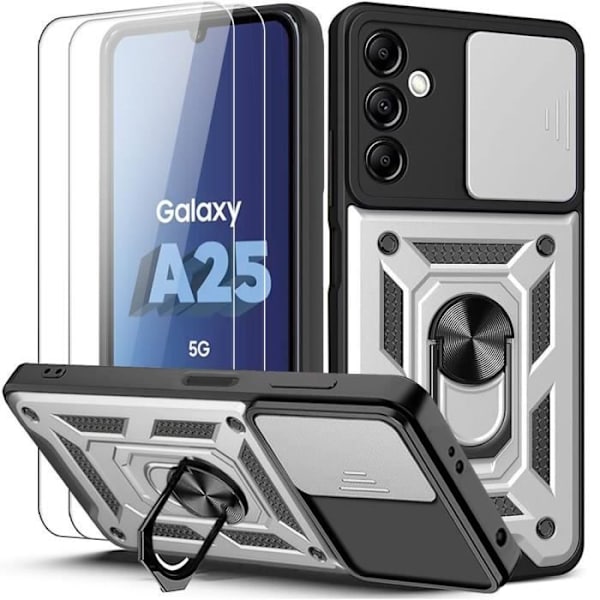 Skyddande skal - BOOLING - Samsung Galaxy A25 5G - Stötabsorberande - Rotationsstöd - Silverfärgad Silver