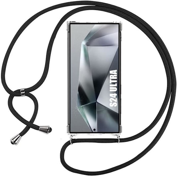Telefonskal - Samsung - Galaxy S24 Ultra - Förstärkt skydd - TPU - Justerbar svart snodd Svart