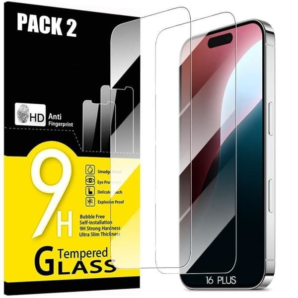 Härdat glas - BOOLING - för iPhone 16 Plus - 2 stycken - Represistent - 9H Transparent