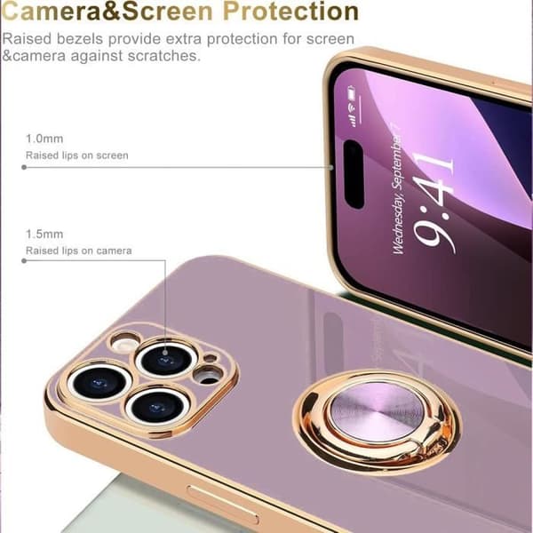 Skydd - Ring - för iPhone 16 Pro Max - Lila - Stöttålig - Mjuk Lila