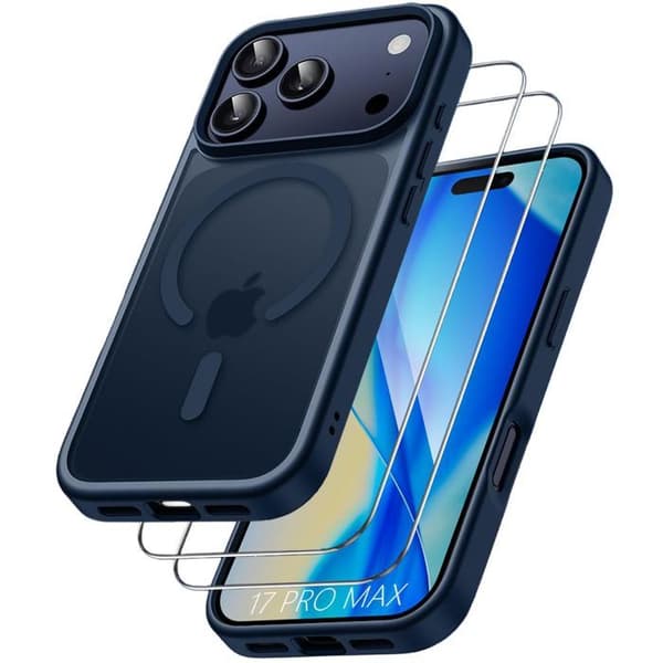 Skyddsjacka - BOOLING - iPhone 17 Pro Max - Stötteknik - Magnetisk Ring - Mörkblå marinblå