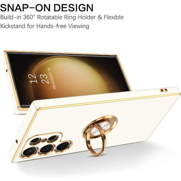 Ringfodral till Samsung Galaxy S23 Ultra - Skydd Elegant Stötsäker Mjuk TPU Vit