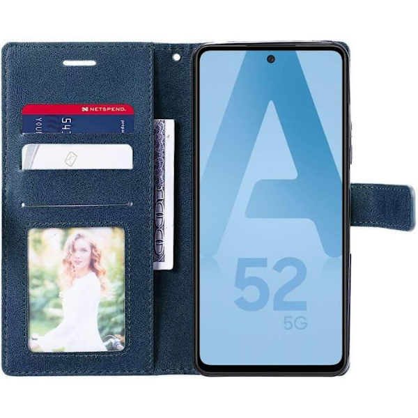 Fodral till Samsung Galaxy A52 4G-5G A52s 5G Anti-Scratch PU Läder Marinblå