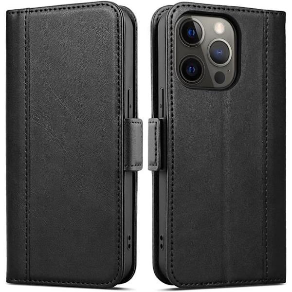 Coque Étui - PROSHOP - iPhone 13 Pro Max - Syntetiskt Läder - 3 Kortfack - Magnetisk Spänne Svart