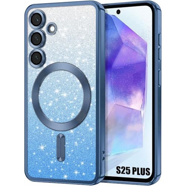 Skyddande fodral för Samsung Galaxy S25 Plus (S25+) med magnetisk cirkel för kameraskydd - Glittrande blå