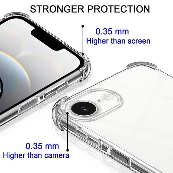 Skal för iPhone 17e, Transparent Stötsäker Silikon med Blå Rem Blå, klar
