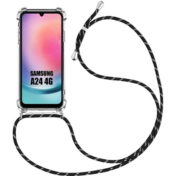 Coque för Samsung Galaxy A24 - BOOLING - Förstärkt TPU Stötsäker - Svart Snodd - Elastisk Fodral Svart