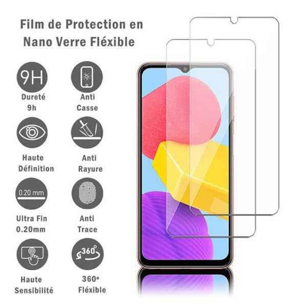 VCOMP® för Samsung Galaxy M13 4G 6,6": 2-pack flexibelt nanoglas skärmskydd, 9H hårdhet reptålig