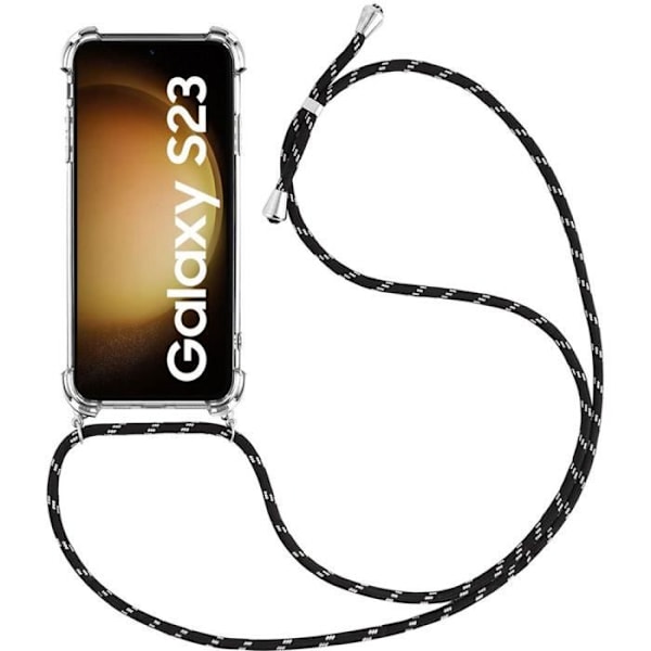 Skyddsfodral för Samsung Galaxy S23 - BOOLING - Mjuk - Silikon - Svart justerbar sladd ingår Svart