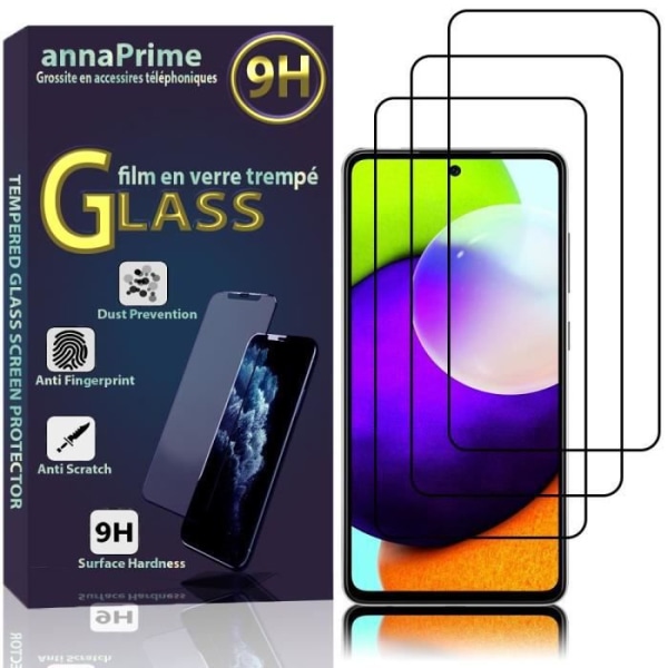 VCOMP® för Samsung Galaxy A72 6,7": 3-packs helfärgsskärm i härdat glas - SVART