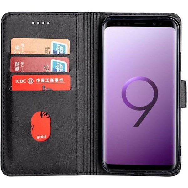 Hbasics-fodral till Samsung Galaxy S9 mobilfodral - i svart - konstläder, magnetiskt, kortfack, stativfunktion Svart