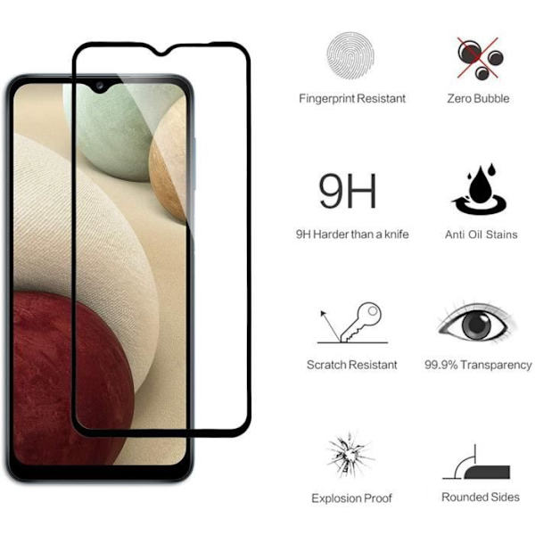 3-pack, härdat glas för Samsung Galaxy A12-M12-A32 5G [full täckning] [9H hårdhetsskyddsglas] [bubbelfritt] [Ant 748