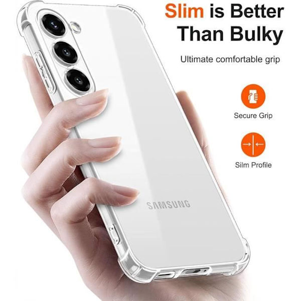 Fodral till Samsung Galaxy S24 Plus (S24+) - Transparent stötsäkert silikonskydd + 2 härdade glasögon