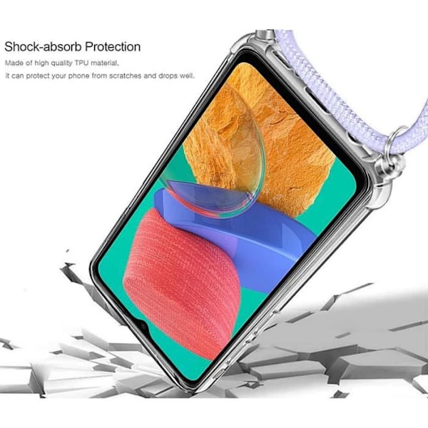 Fodral till Samsung Galaxy M33 5G Skydd Förstärkt TPU Stötsäker Transparent med svart snodd Transparent-svart