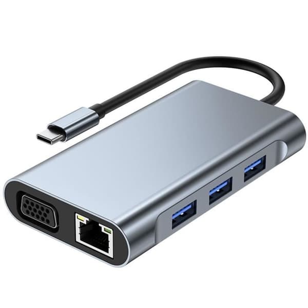 USB-C-adapter - 8-i-1-hubb - HDMI 4K - VGA - USB 3.0 - Gigabit Ethernet