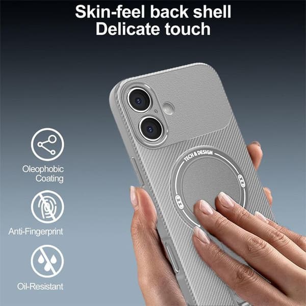 Skyddsskal - BOOLING - för iPhone 17 - med Stöd och Grå Magnetring - 2 Härdat Glas Grå