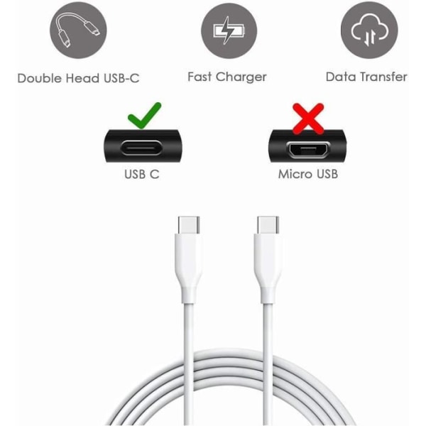 USB-C-kabel för Samsung Galaxy A15 A05 A05s A25 A35 A55 Vit 1M - 2-pack