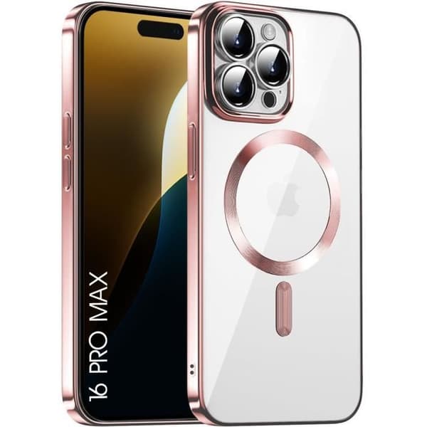 Skyddsfodral - BOOLING - för iPhone 16 Pro Max - Stöttålig - Transparent - Rosa Rosa