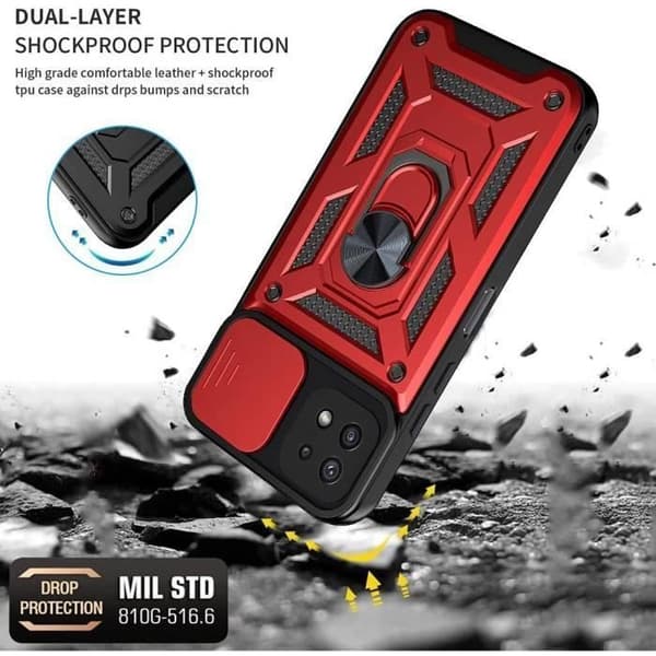 Skyddsskal - BOOLING - för Samsung Galaxy A22 5G - Hårt Repellerande Röd Röd