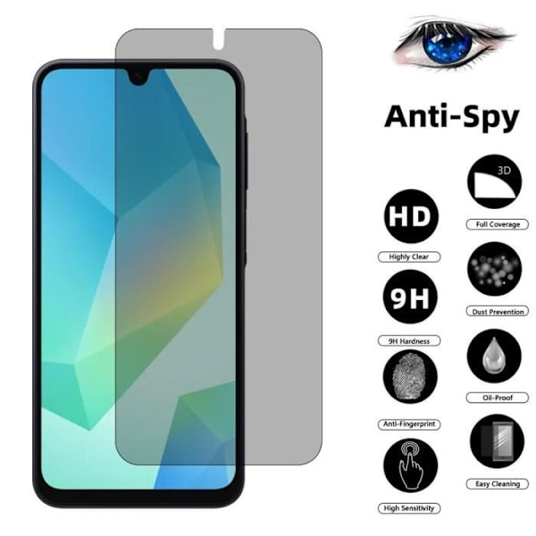 Antispion skyddsglas i härdat glas för Samsung Galaxy A16 5G-4G - svart paket med 3