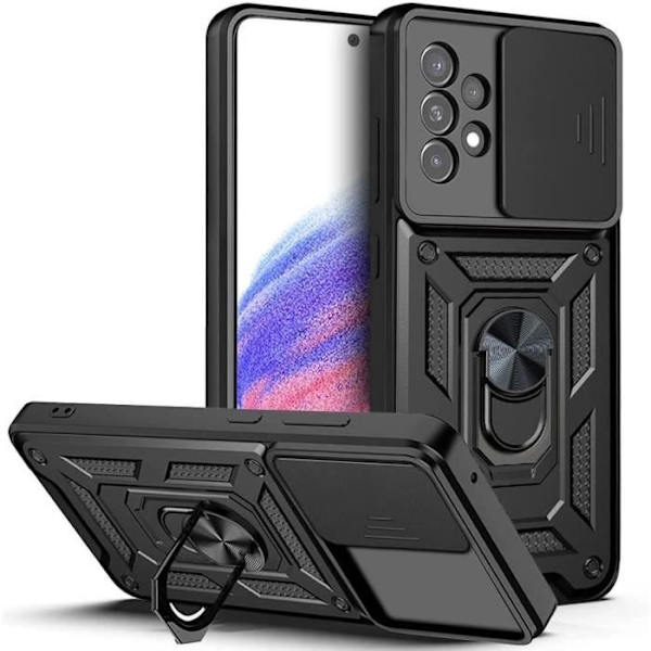Fodral för Samsung A53 5G (6,5 tum) Svart Anti-Scratch Förstärkt Kant Army Style Kameraskydd Hårt Styvt Svart