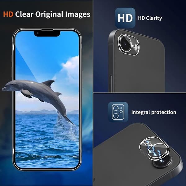 2 Skyddsfilmar - för iPhone 16e - Härdat glas - Stötsäker - Riptålig - Transparent Transparent