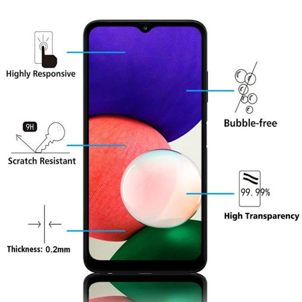 VCOMP® för Samsung Galaxy A22 5G 6,6": Pack - 3-pack skärmskydd i härdat glas i helfärg - SVART SVART