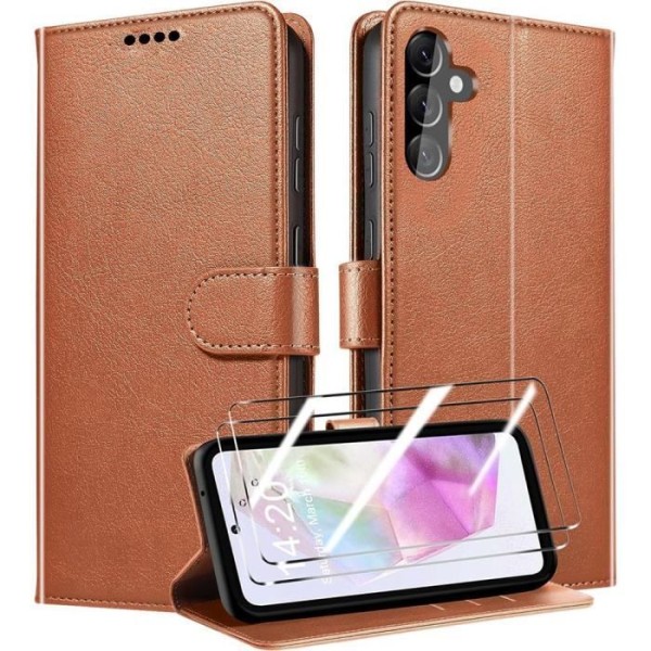 Skyddsfodral - Samsung - Galaxy A35 5G - Stöttålig - PU-läder - Flera stödfunktioner kastanj