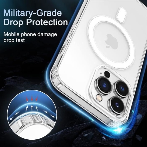 Silikone cover til iPhone 15 Pro Max med magnetisk ring gennemsigtig beskyttelse Transparent