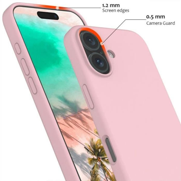 Skyddande fodral - BOOLING - iPhone 16 Plus - Vätskesilikon - 2 härdade glas - Repfria Rosa