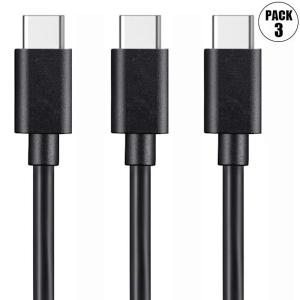 USB-C-kabel - E.F.CONNECTION - Pack om 3 - Kompatibel med Xiaomi Redmi 13C/Note 13 - Snabbladdning - 1 Meter Svart