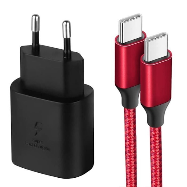 USB-C Laddare 25W - Ej specificerad - Nylonkabel 1M - Snabbladdning - Kompatibel med iPhone 16 / iPhone 16e Svart